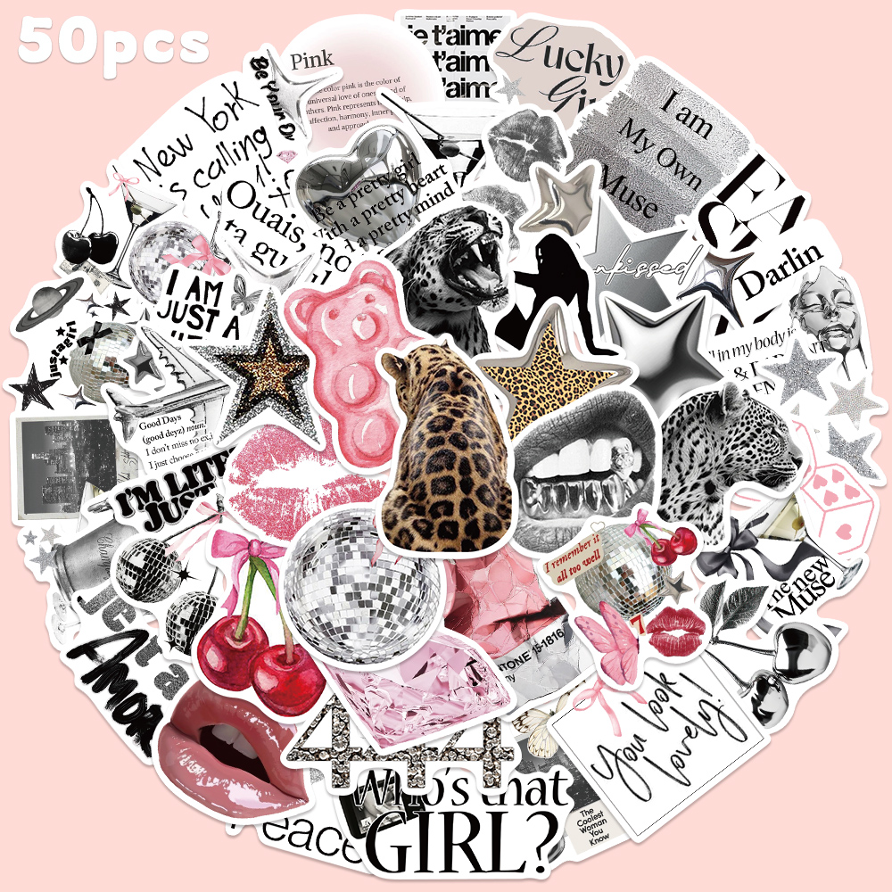 Laptop Accessories Aesthetic - 50pcs Silver Lucky Sticker Fashion Creative