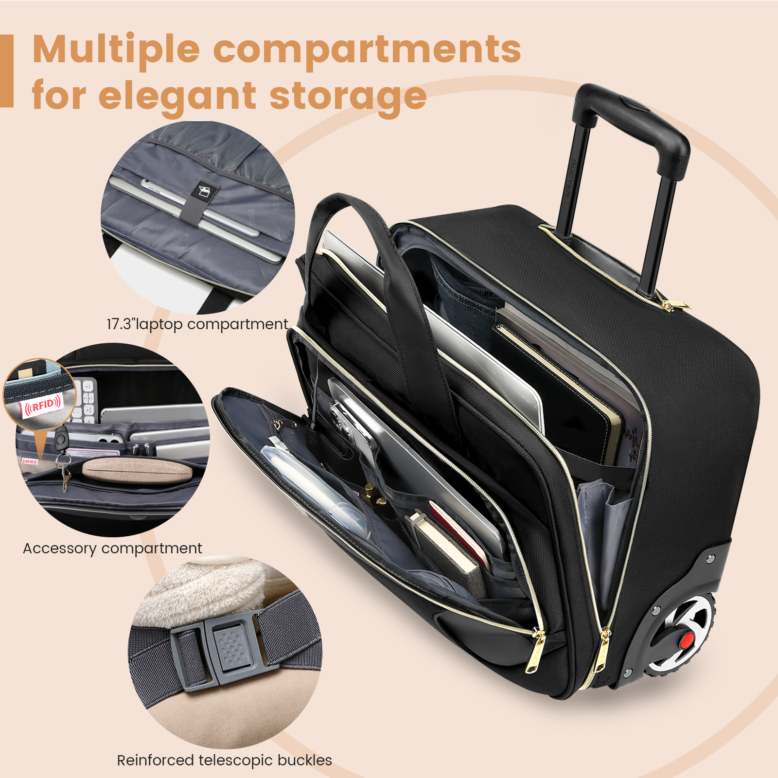 18 Inch Rolling Briefcase Larg - مراجعة Laptop Accessories Organizer Bag وسعره
