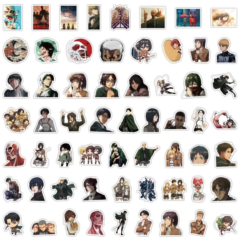 60Pcs Attack on Titan Anime St - مراجعة Laptop Accessories Aesthetic وسعره