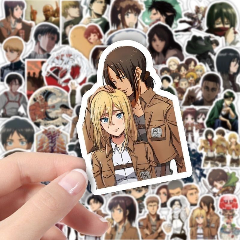 60Pcs Attack on Titan Anime St - مراجعة Laptop Accessories Aesthetic وسعره