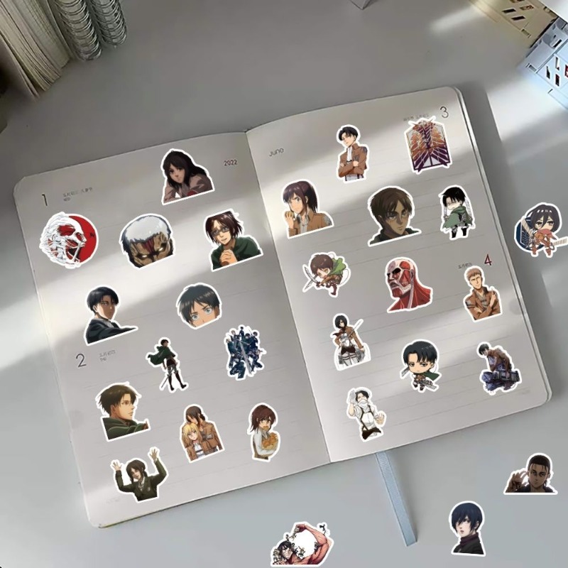 60Pcs Attack on Titan Anime St - مراجعة Laptop Accessories Aesthetic وسعره