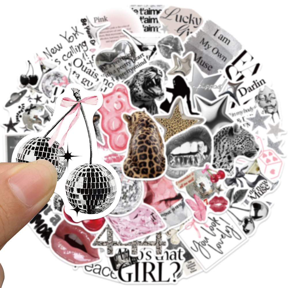 50pcs Silver Lucky Sticker Fas - مراجعة Laptop Accessories Aesthetic وسعره