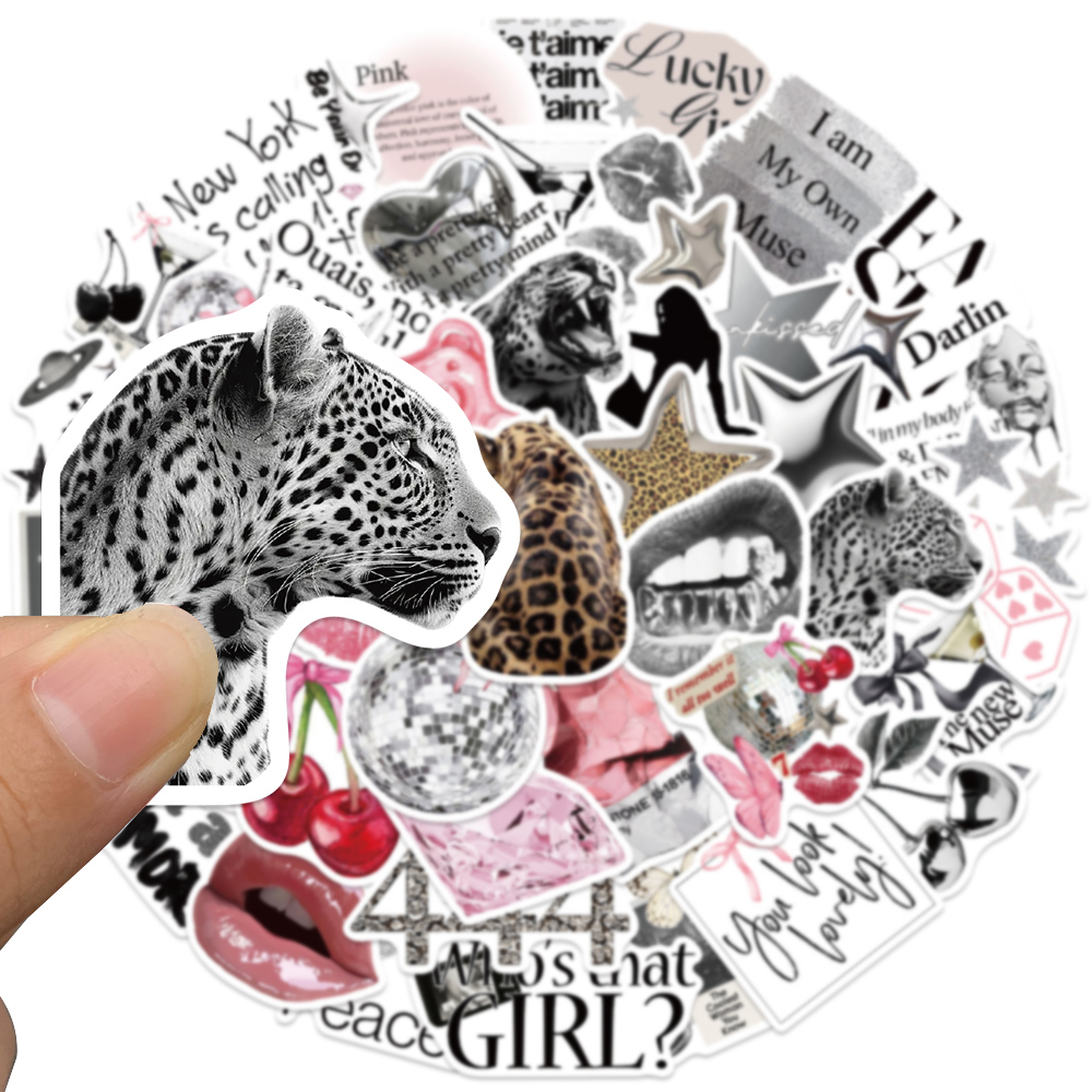 50pcs Silver Lucky Sticker Fas - مراجعة Laptop Accessories Aesthetic وسعره