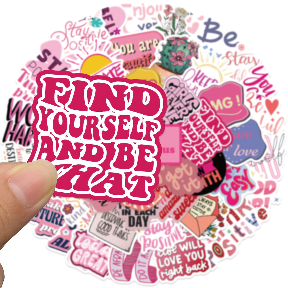 50pcs Pink Inspirational Phras - مراجعة Laptop Accessories Aesthetic وسعره